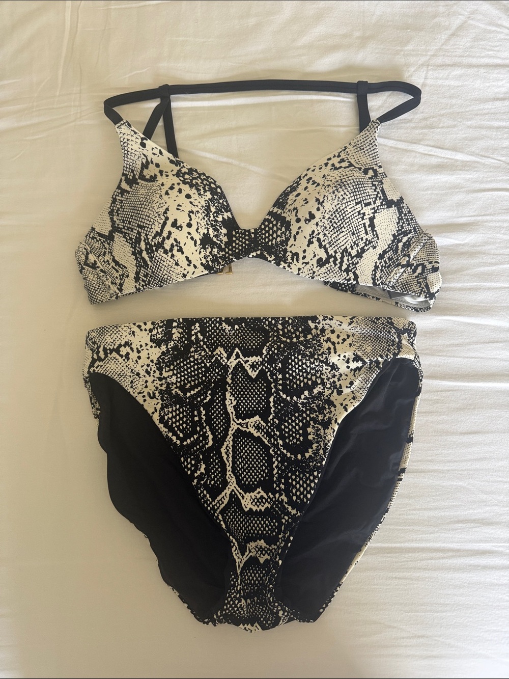 Vince Camuto Black and White Snakeskin Print Bikini
